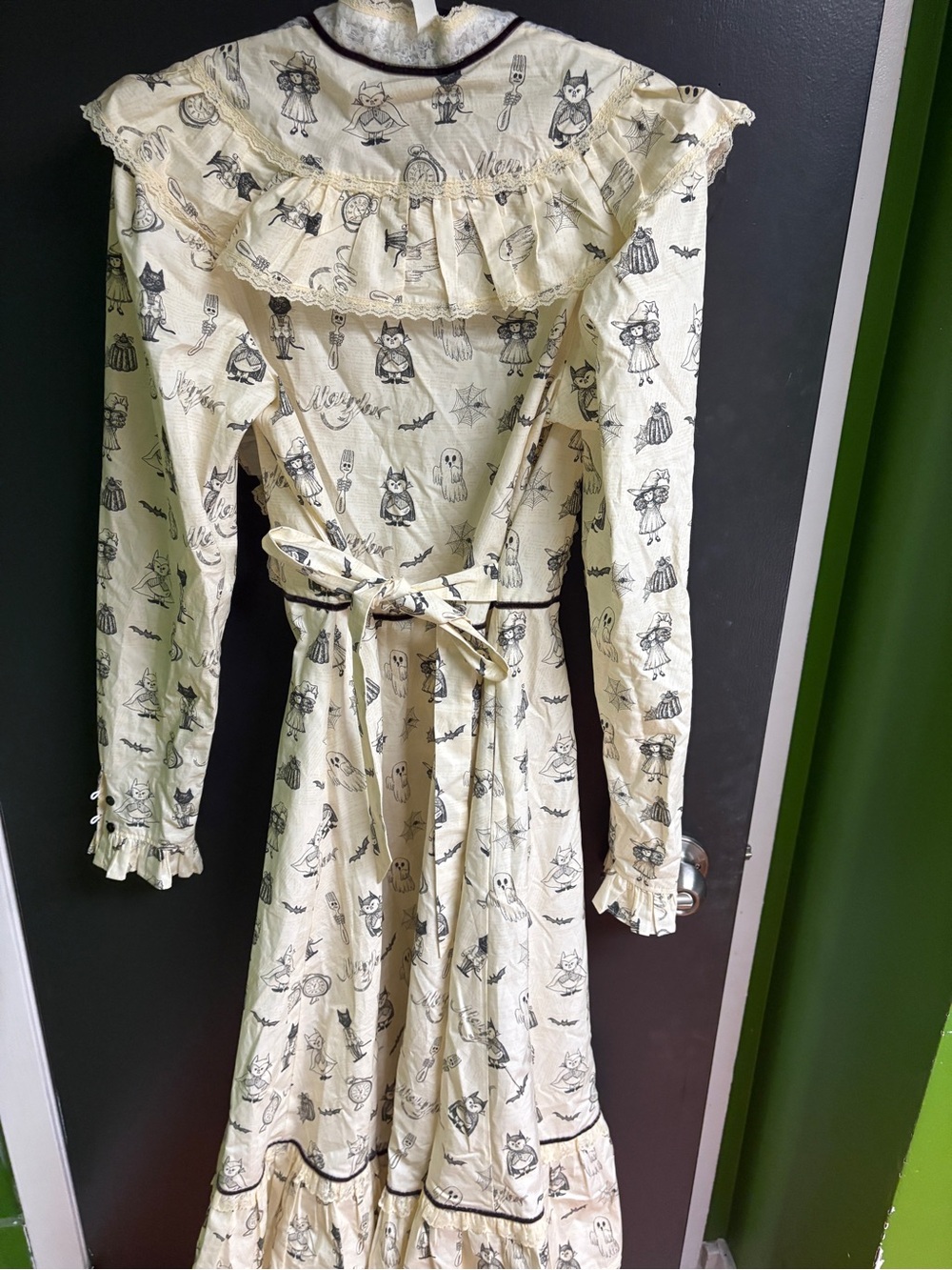Meugler Dress Original Print Art Dress Sweet Retro Style Sz M Off-White & Black - Picture 3 of 14